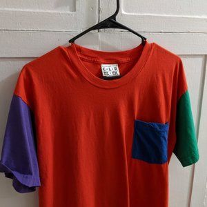American apparel Orange Color Block Tee